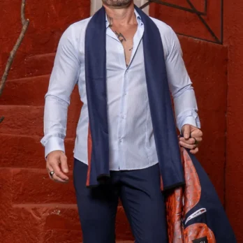 CAMISA SLIM FIT DIFERENCIADA Azul