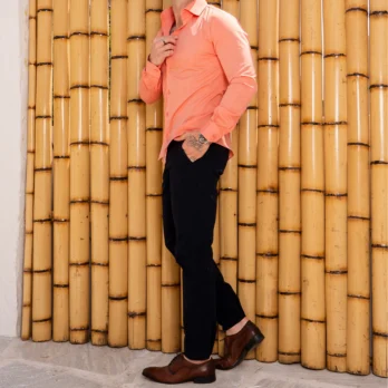 CAMISA SLIM FIT FIO 50 Laranja