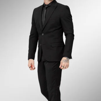 TERNO SLIM FIT TROPICAL Preto